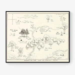 Hundred Acre Woods Map Art Print | Winnie-the-Pooh | AA Milne | Nursery | Vintage Literary Poster