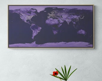 World Map At Night | Nighttime Lights | Composite Satellite View of the World | NASA Art Print