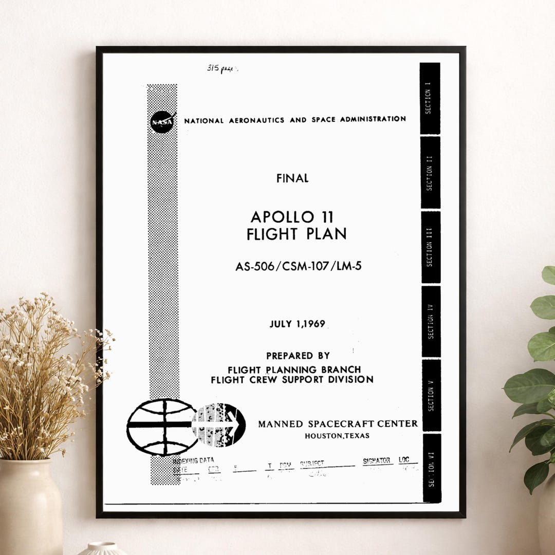 Apollo 11 Lunar Flight Plan Art Print | NASA Manual | 1969 Moon Landing ...