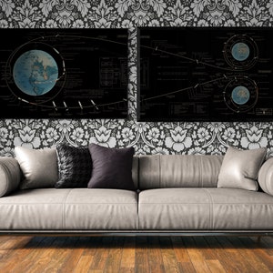Apollo 11 Lunar Flight Plan NASA Pacote de arte de 2 Retro 1969 Moon Landing Poster Vintage Earth Tranquility Base Wall Art Print