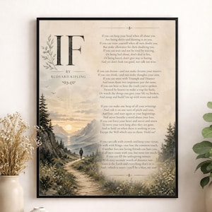 If Poem Quote Wall Art Print | Rudyard Kipling | Family Poetry | Landscape | Children's Room | Nursery | Vintage Home Decor | Literary Gift