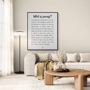 Emerson citat konsttryck | Vad är framgång | Att skratta ofta och mycket | Heminredningskonstverk | Inspirerande | Litterär | Familjeposter bild 2