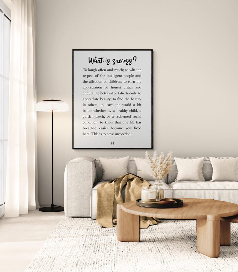 Emerson citat konsttryck | Vad är framgång | Att skratta ofta och mycket | Heminredningskonstverk | Inspirerande | Litterär | Familjeposter bild 2