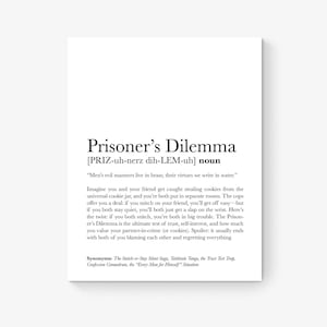 Impresión artística El dilema del prisionero / Principios y paradojas del comportamiento humano y la ciencia / Educación / Obras de arte para el aula escolar del maestro