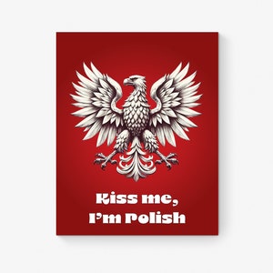 Kiss Me I&#39;m Polish | Eagle - Pulaski Polska Polski Orzel Red Home Decor - Unframed Heritage Wall Art Print