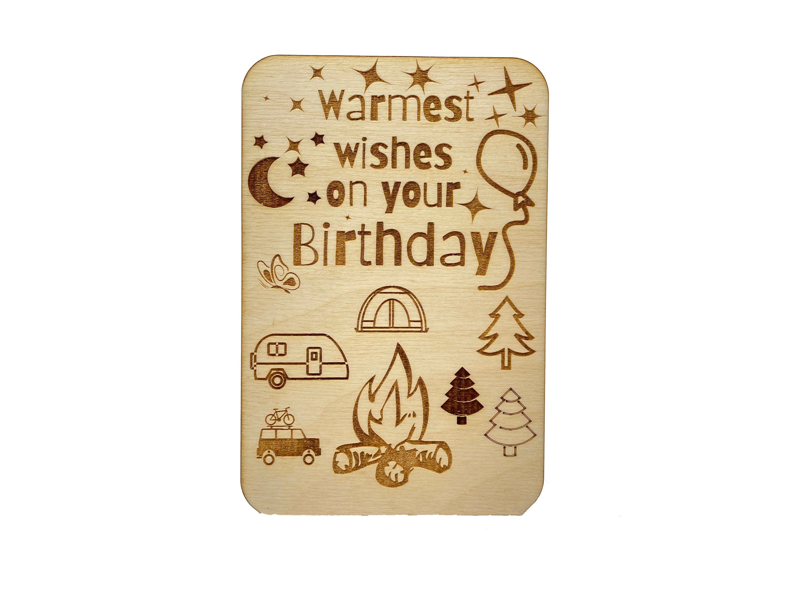 Happy Birthday Card Camping Theme Warmest Wishes on Your Etsy