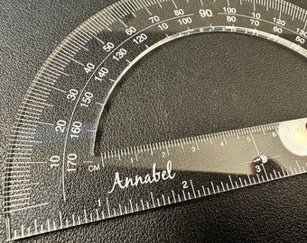Custom Designed 6&quot; Straight Edge Protractor | High Grade Acrylic | Clear | Inches | Centimeters | Circle Degrees | Teacher | Math | Drawing