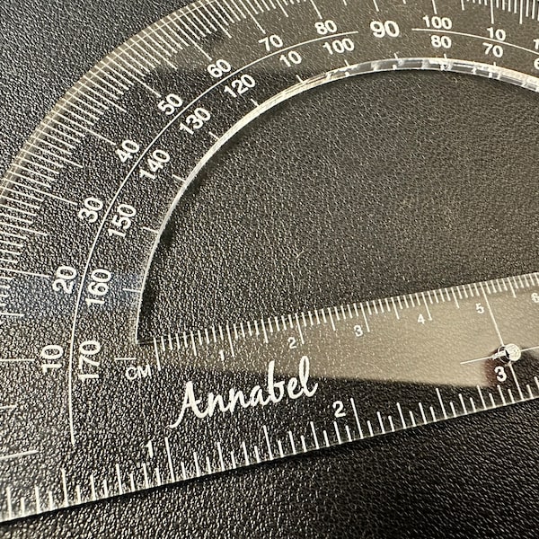 Custom Designed 6" Straight Edge Protractor | High Grade Acrylic | Clear | Inches | Centimeters | Circle Degrees | Angles | Math | Drawing