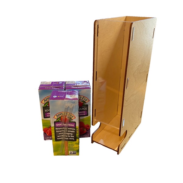 Vertical Small Juice Box Holder Dispenser | Max Juice Box Size: 4.25" H x 2.2" W by 1.75" D in. | Assembly Required