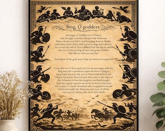 Iliad Quote Art Print | Sing O Goddess The Anger Of Achilles | Homer Poem | Ancient Greece | Literary Home Decor | Poster