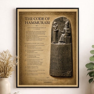 Lámina decorativa del Código de Hammurabi / Antigua Mesopotamia / Ley babilónica / Aula de estudios sociales / Profesor de historia / Decoración del hogar