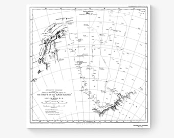 Ernest Shackleton Expedition Map Art Print | HMS Endurance | Antartica Home Decor | Living Room Artwork | Ship Boat History | Vintage Poster