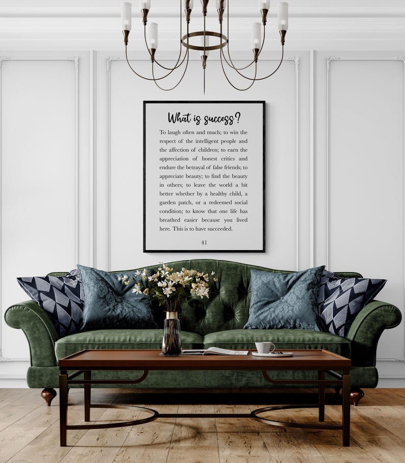 Emerson citat konsttryck | Vad är framgång | Att skratta ofta och mycket | Heminredningskonstverk | Inspirerande | Litterär | Familjeposter bild 11