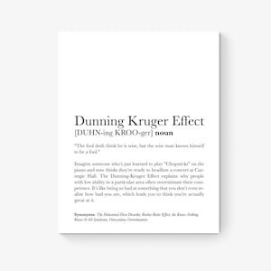 Impresión artística sobre el efecto Dunning-Kruger / Principios y paradojas del comportamiento humano y la ciencia / Educación / Obras de arte para el aula escolar de profesores