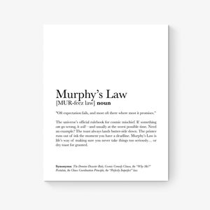 Impresión artística de la Ley de Murphy / Principios y paradojas del comportamiento humano y la ciencia / Educación / Obras de arte para el aula escolar de profesores