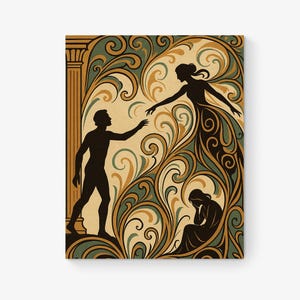 Orpheus and Eurydice Art Print | Ancient Greek Mythology | Art Nouveau | Tragic love Story Myth | Living Room | Home Decor | Poster