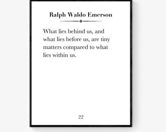 Emerson Quote Art Print | What Lies Behind Us | Home Decor Wall Artwork | Inspirational | Literary Book Page | Living Room Poster