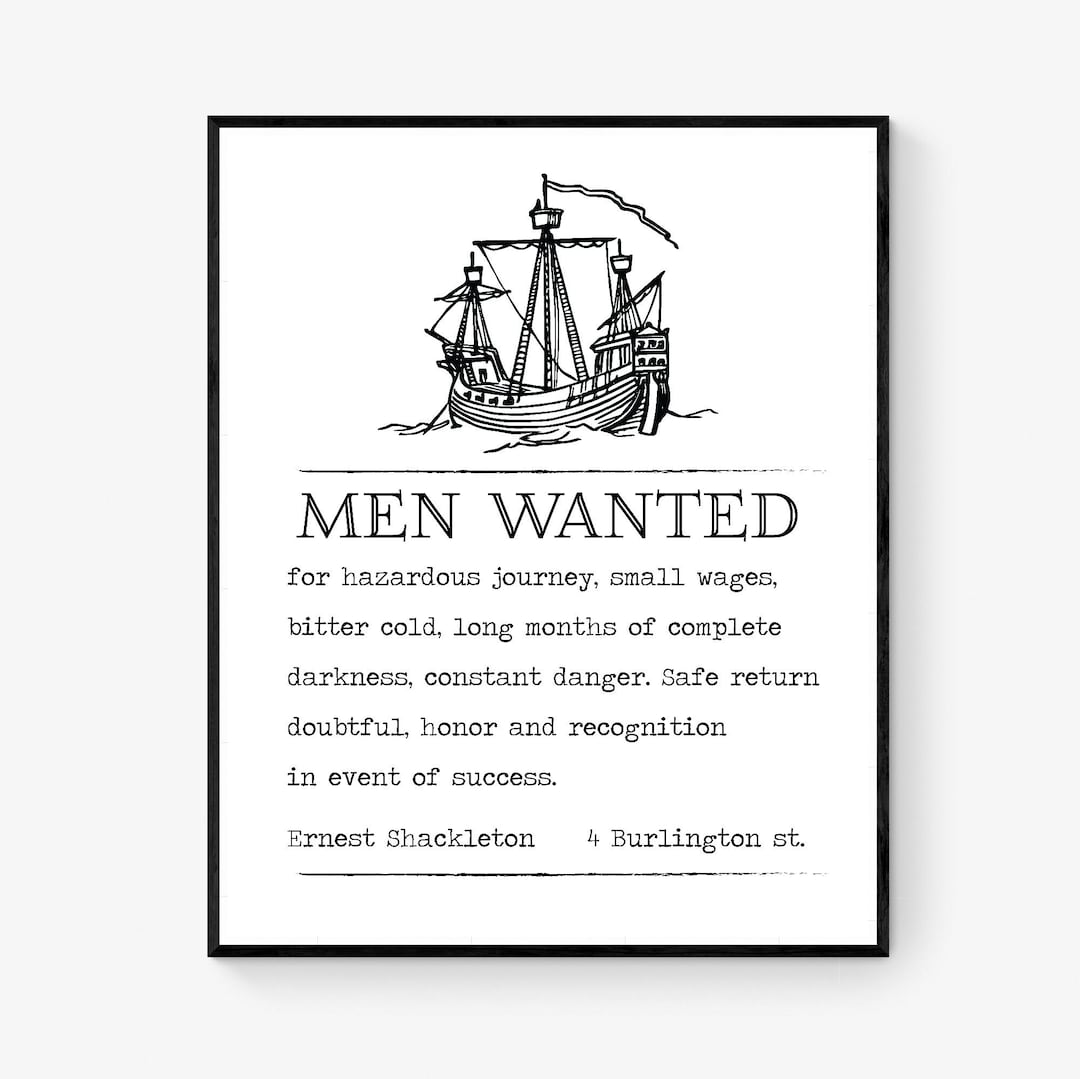 Ernest Shackleton Art Print | Help Wanted Ad | Ship Sketch ...