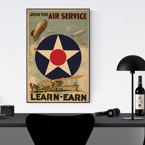Join the Air Service | Air Force | World War 1 | WW1 | United States | Vintage Military Art Print