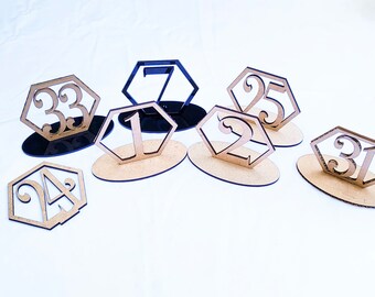 Table Numbers with Stands | Oval Base | Made of Wood | Requires Painting