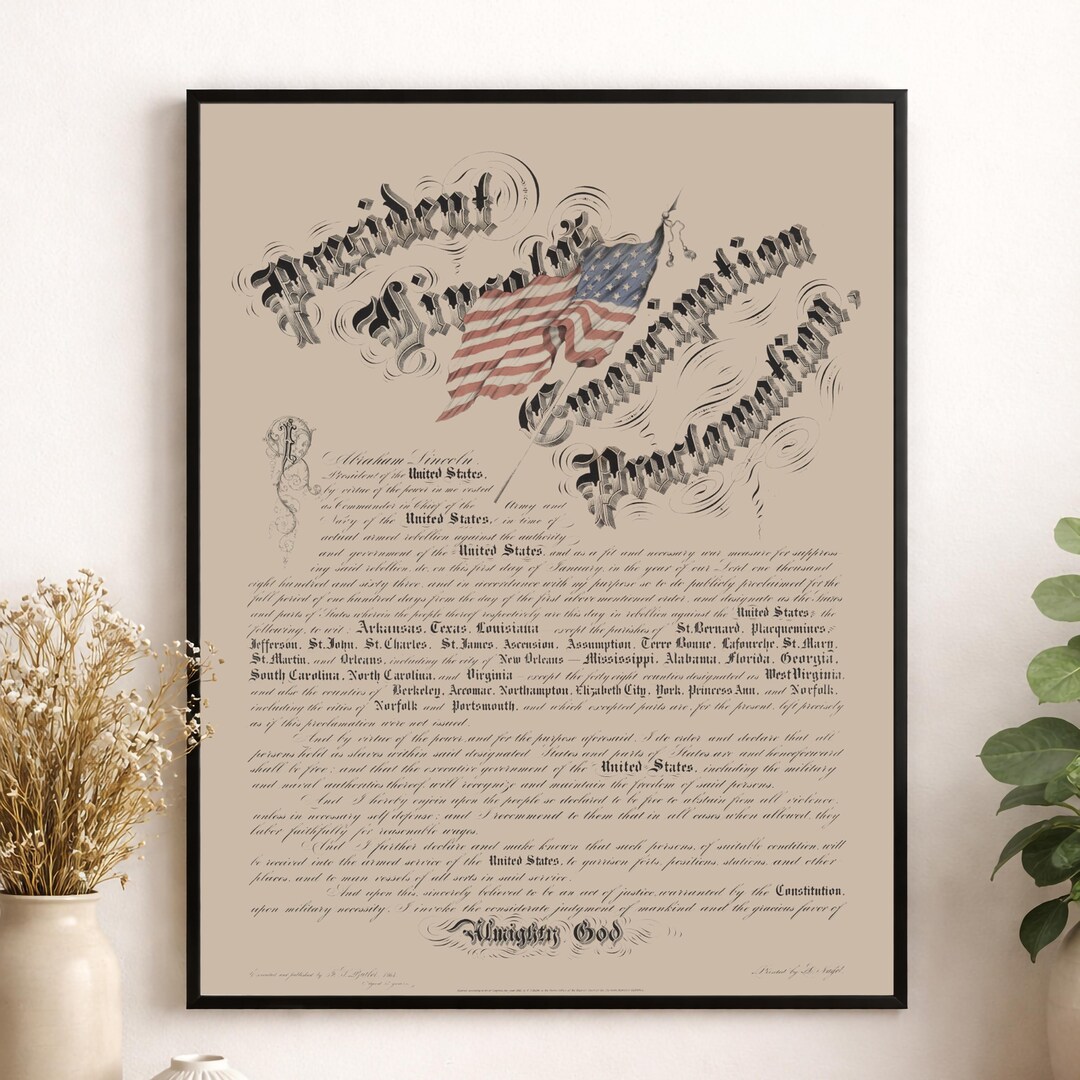 Us Proclamation Frame The Emancipation Proclamation | Wall Art Print | the Civil War | United ...
