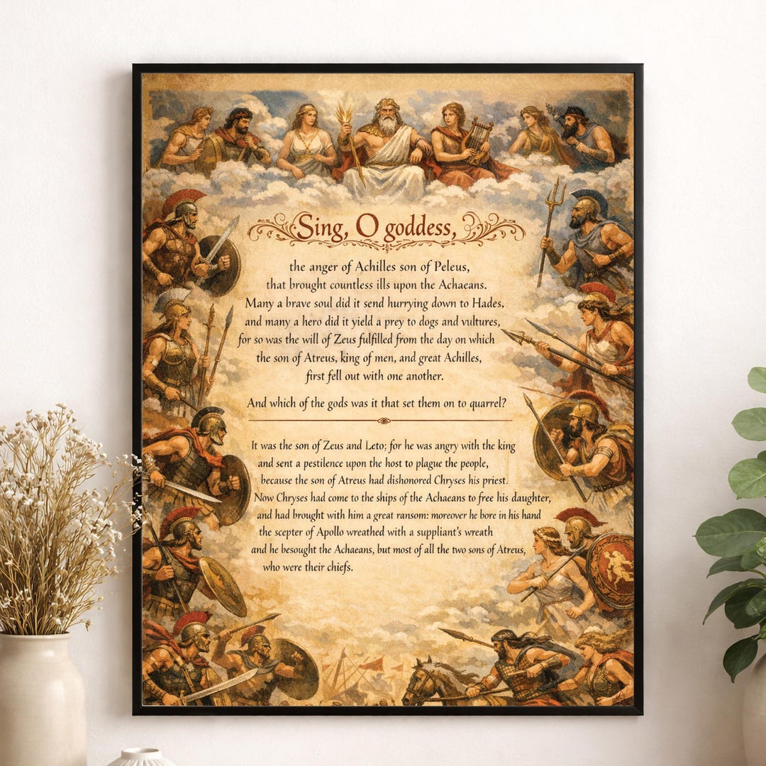 Iliad Wall Art Print | Sing O Goddess the Anger of Achilles | Homer ...