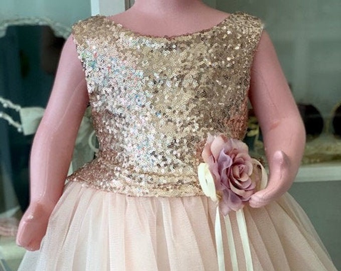 Girls dress in rose gold