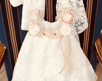 Off white baptism dress or any occasion 3 piece