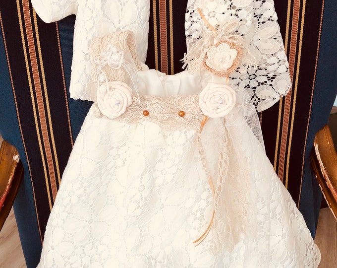 Off white baptism dress or any occasion 3 piece