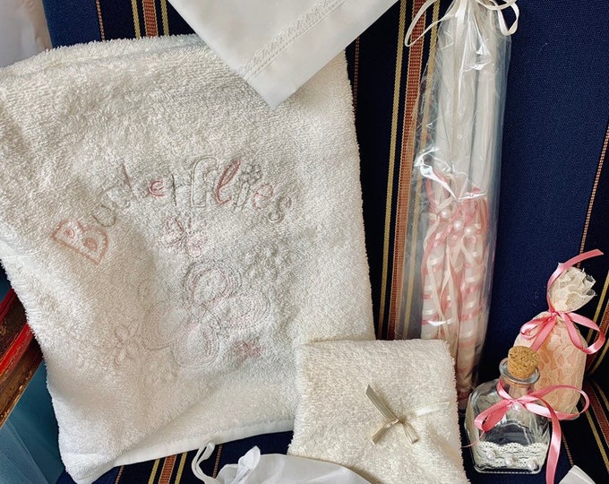 Butterfly ladopano and towel set off white