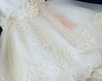 Girls off white baptism dress