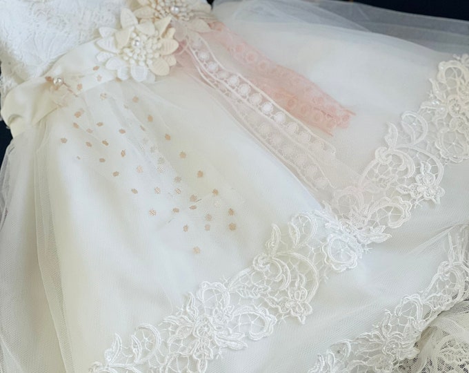Girls off white baptism dress