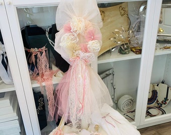 Girls baptism set in Earth colors and dusty rose