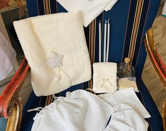 Sparkle star with little diamond belt in off-white baptism set