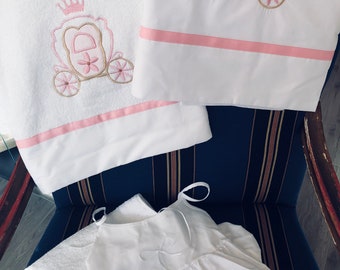 Ladopano set princess carriage and large towel, hand towel and  with 3 piece oil set