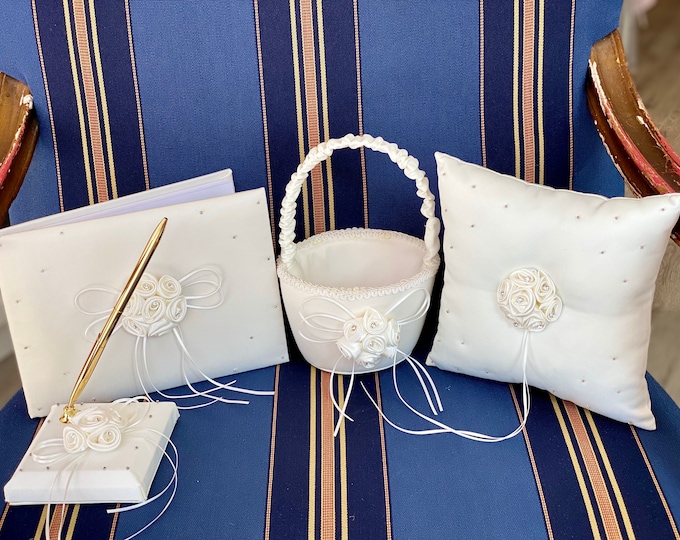 Wedding set in ivory and rhinestones