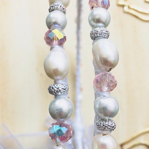 White/ Pink Swarovski Hand made stefana gamou - Greek wedding crowns