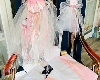 Girls baptismal set with hand-painted dress and purse