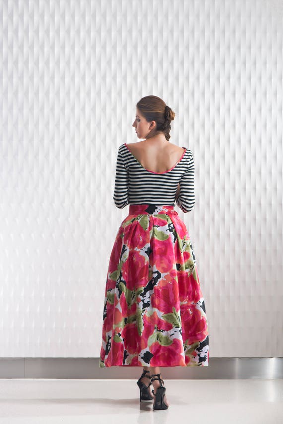 Striped skirt top with floral top