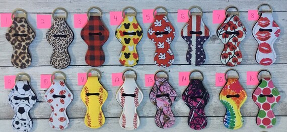 Neoprene Chapstick Holders Keychains wChapstick