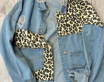 leopard print jean jacket