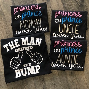 Family gender reveal shirts | Prince or Princess | Pink or Blue we love you | he or she | gender reveal party