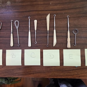 Antique Bovine Bone Carved Button Hooks Boot, Shoe, Glove (Choice)