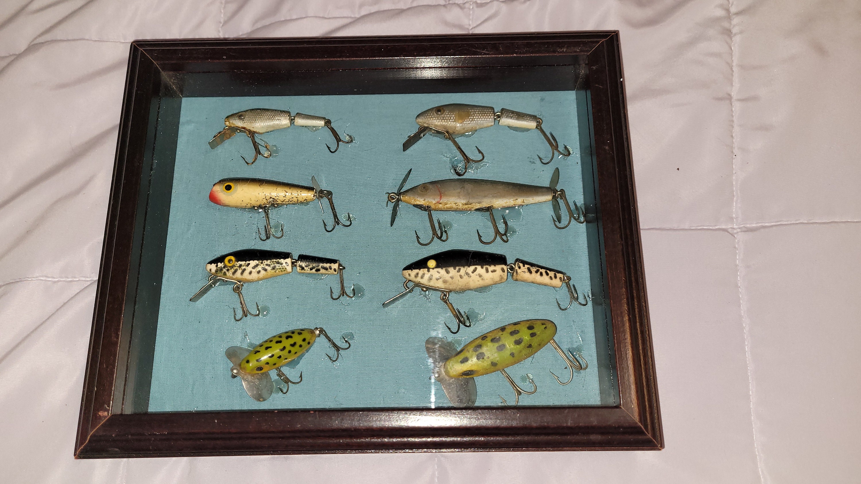 Upcyled Vintage Fishing Lure Shadow Box 11.5 X 9.5 Man Cave Cabin