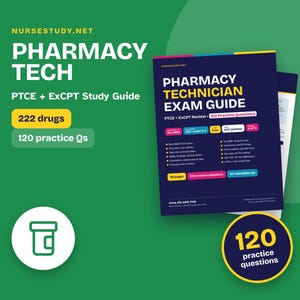 Lernleitfaden für Apothekenfachkräfte (PDF) | Prüfungsvorbereitung für PTCB PTCE und ExCPT | Die 200 wichtigsten Medikamente, Apothekenrecht, Berechnungen | 120 Übungsfragen
