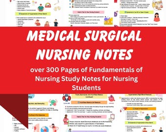 Med Surg Nursing Study Guide 300+ Pages PDF | Medical Surgical NCLEX Prep Cheat Sheets | Printable Instant Download