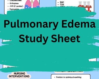 Pulmonary Edema Nursing Study Sheet