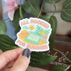 All Booked for Summer Clear Sticker – Beach Reading Vinyl Decal for Kindle, Water Bottle, Laptop | Book Lover Vacation Gift