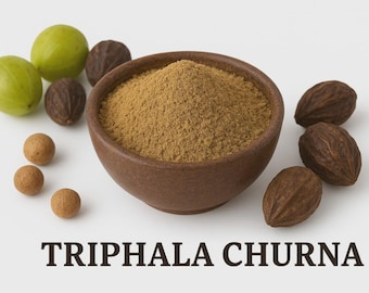 Polvo Triphala – Mezcla de Amla, Haritaki y Bibhitaki – Polvo herbario botánico natural