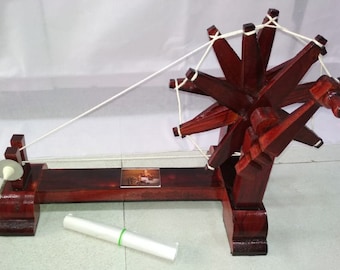 Rueda giratoria de madera – Pequeño Gandhi Charkha, pieza de arte funcional y decorativa, artesanía tradicional, perfecta para decoración o colección del hogar